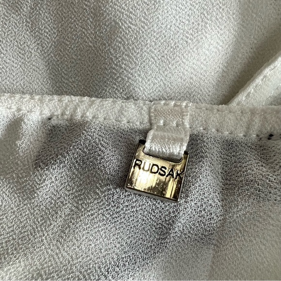 NEW Rudsak White Midwest Blouse Shirt with Suede Tassels Women’s Size Small - Picture 9 of 11